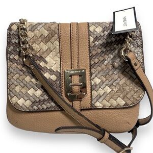Nine West Gleam Team Faux Snakeskin Crossbody Bag - Tan/Grey/Cream, 60424769-4XE